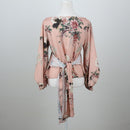 Baby Pink Floral Satin Blouse | Size S-2
