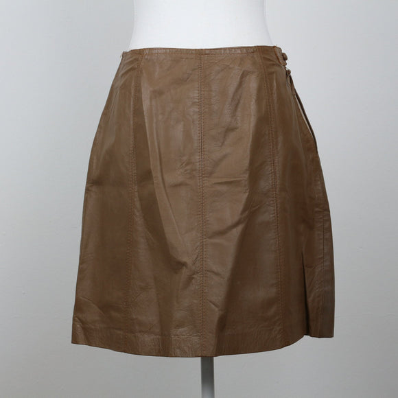 Brown Genuine Leather Skirt | Size S