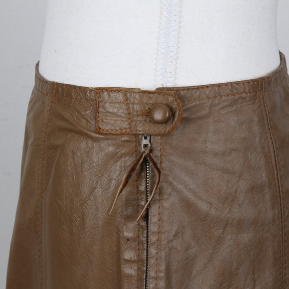 Brown Genuine Leather Skirt | Size S