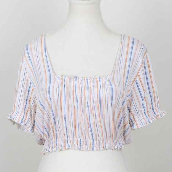 Cotton On White Striped Crop Top | Size S