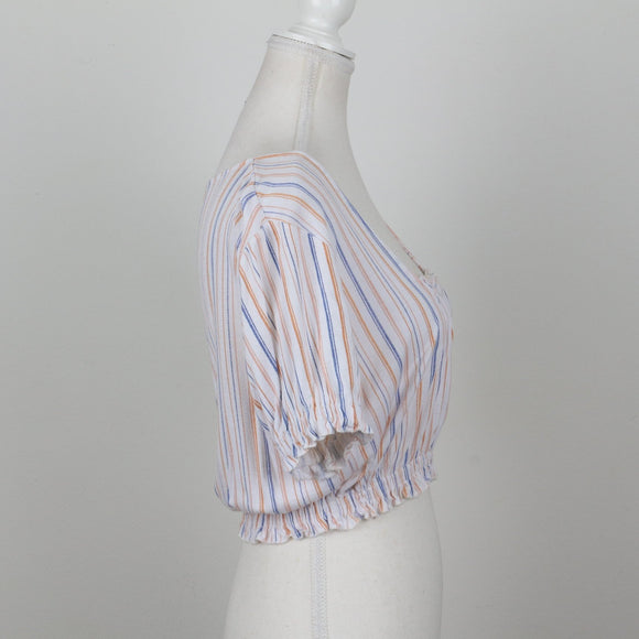 Cotton On White Striped Crop Top | Size S