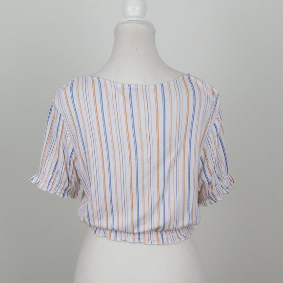 Cotton On White Striped Crop Top | Size S