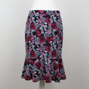 Navy & Pink Leaf Print Skirt | Size 34-1