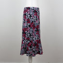 Navy & Pink Leaf Print Skirt | Size 34-2