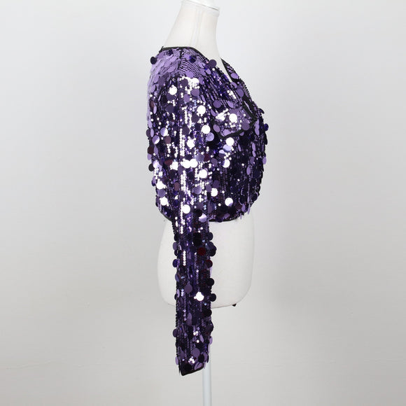Purple Sparkly Cropped Jacket | Size M