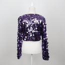 Purple Sparkly Cropped Jacket | Size M-3