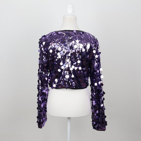 Purple Sparkly Cropped Jacket | Size M