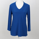 Electric Blue V-Neck Stretch Blouse | Size S-1