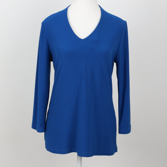 Electric Blue V-Neck Stretch Blouse | Size S
