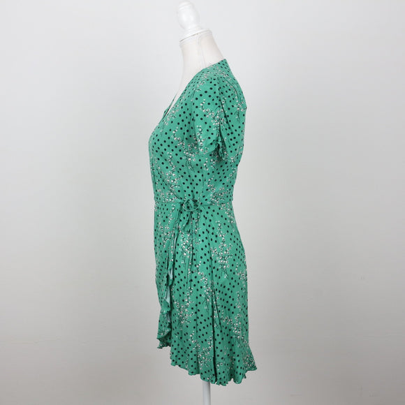 Zara Green Floral Wrap Dress | Size S