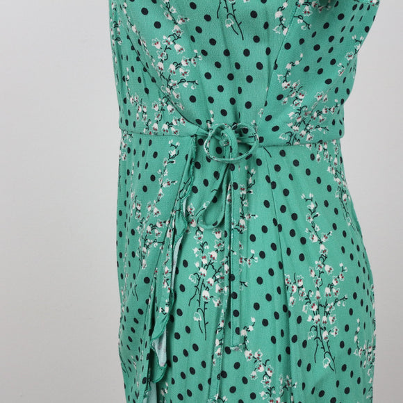Zara Green Floral Wrap Dress | Size S