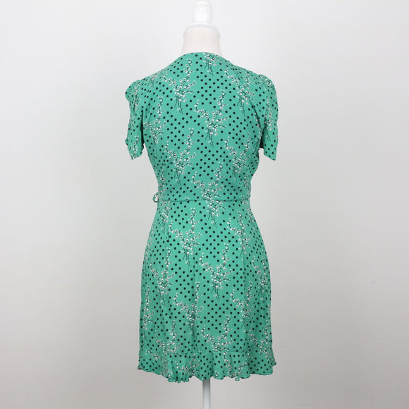 Zara Green Floral Wrap Dress | Size S
