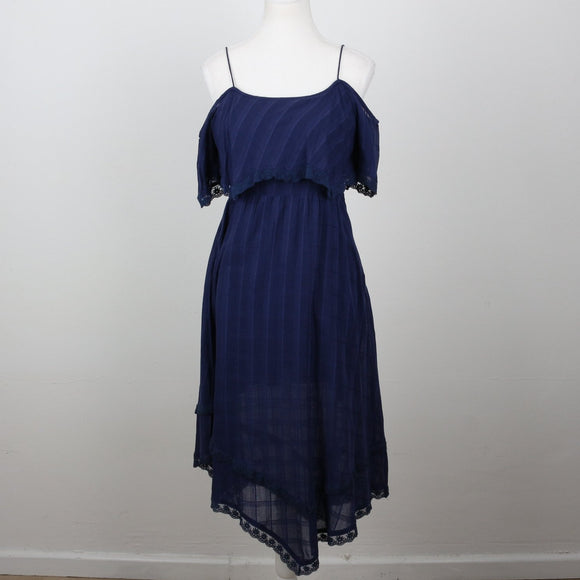 Midnight Blue Plaid Midi Dress | Size S