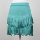 Turquoise Suede Ruffle Skirt | Size M-1