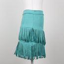 Turquoise Suede Ruffle Skirt | Size M-3