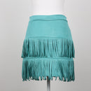 Turquoise Suede Ruffle Skirt | Size M-4