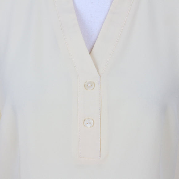 Pastel Yellow Half-Button Long Sleeve Blouse | Size 32