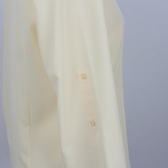 Pastel Yellow Half-Button Long Sleeve Blouse | Size 32