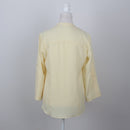 Pastel Yellow Half-Button Long Sleeve Blouse | Size 32-3