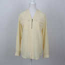 Pastel Yellow Half-Zip Long Sleeve Blouse | Size 32-5