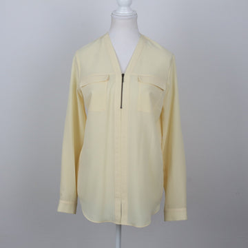 Pastel Yellow Half-Zip Long Sleeve Blouse | Size 32