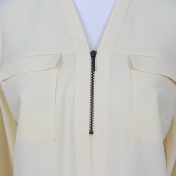 Pastel Yellow Half-Zip Long Sleeve Blouse | Size 32 - 0