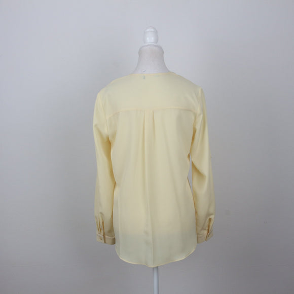 Pastel Yellow Half-Zip Long Sleeve Blouse | Size 32