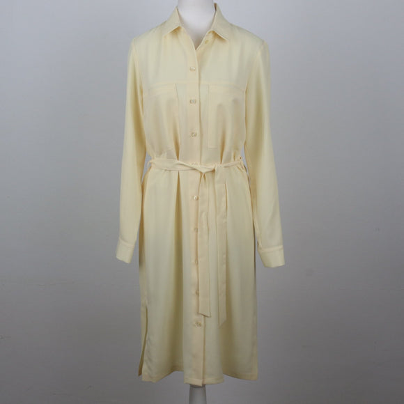 Pastel Yellow Wrap Shirt Dress | Long Sleeve | Size 32