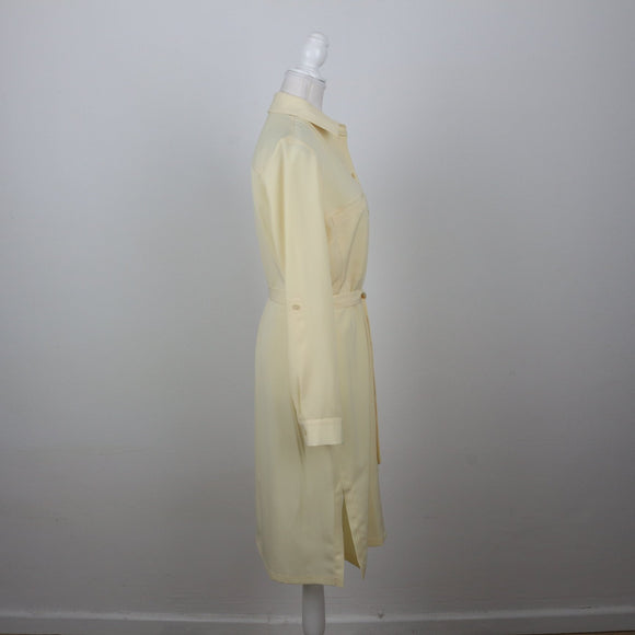 Pastel Yellow Wrap Shirt Dress | Long Sleeve | Size 32