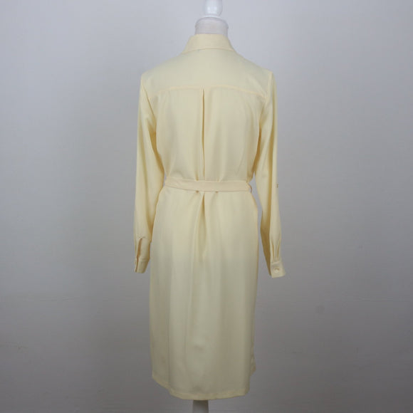 Pastel Yellow Wrap Shirt Dress | Long Sleeve | Size 32