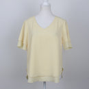 Pastel Yellow V-Neck Ruffle Sleeve Blouse | Size 32-1