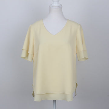 Pastel Yellow V-Neck Ruffle Sleeve Blouse | Size 32