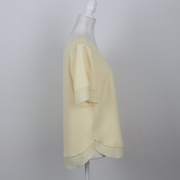 Pastel Yellow V-Neck Ruffle Sleeve Blouse | Size 32