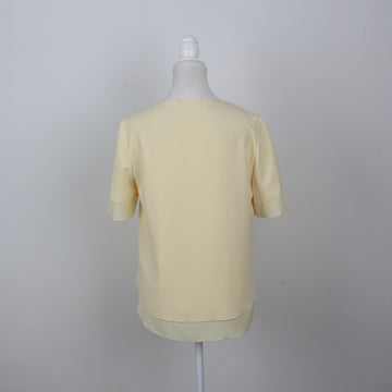 Pastel Yellow V-Neck Ruffle Sleeve Blouse | Size 32 - 0