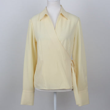 Pastel Yellow Wrap Long Sleeve Blouse | Size 32
