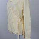 Pastel Yellow Wrap Long Sleeve Blouse | Size 32-4