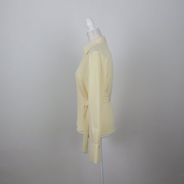 Pastel Yellow Wrap Long Sleeve Blouse | Size 32 - 0