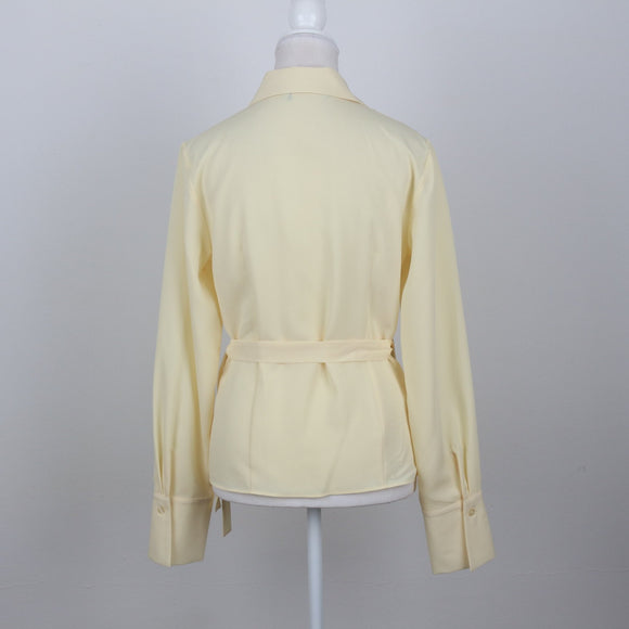 Pastel Yellow Wrap Long Sleeve Blouse | Size 32