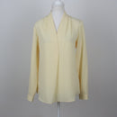 Pastel Yellow V-Neck Long Sleeve Blouse | Size 32-1