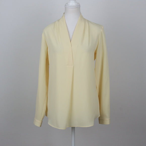 Pastel Yellow V-Neck Long Sleeve Blouse | Size 32