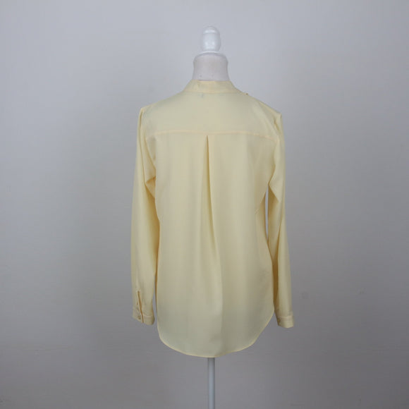 Pastel Yellow V-Neck Long Sleeve Blouse | Size 32