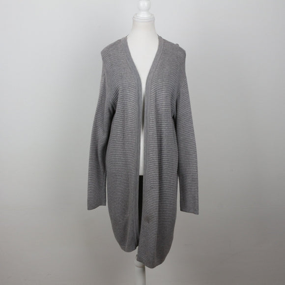 H&M Grey Ribbed Long Cardigan | Size XS