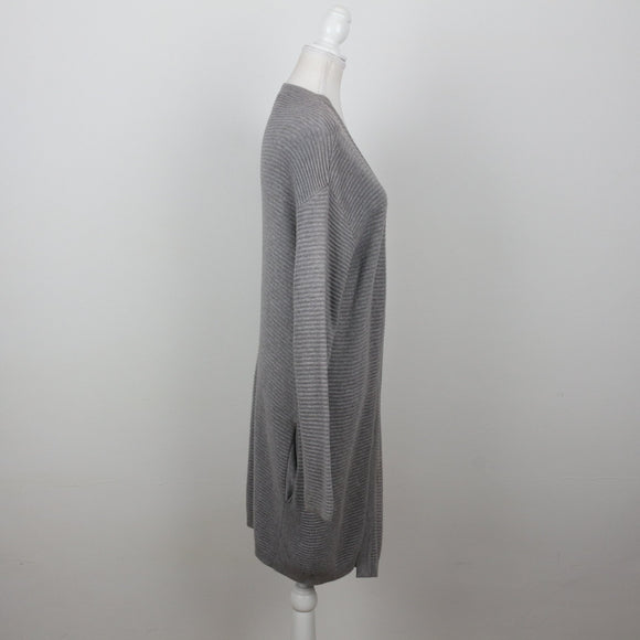 H&M Grey Ribbed Long Cardigan | Size XS