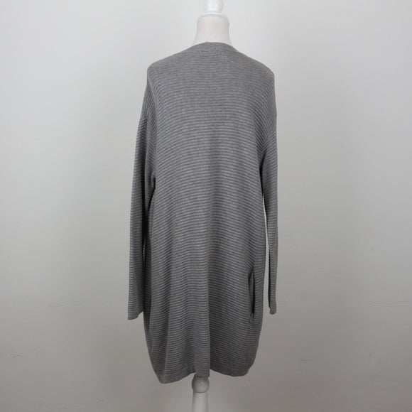H&M Grey Ribbed Long Cardigan | Size XS