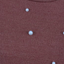 Burnt Orange Pearl-Embellished Soft Knit Top – Size M-2