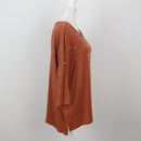 Burnt Orange Pearl-Embellished Soft Knit Top – Size M-3