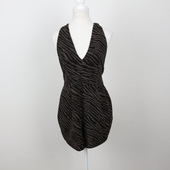 Zara Black Glitter Zebra Print Halter Playsuit – Size M