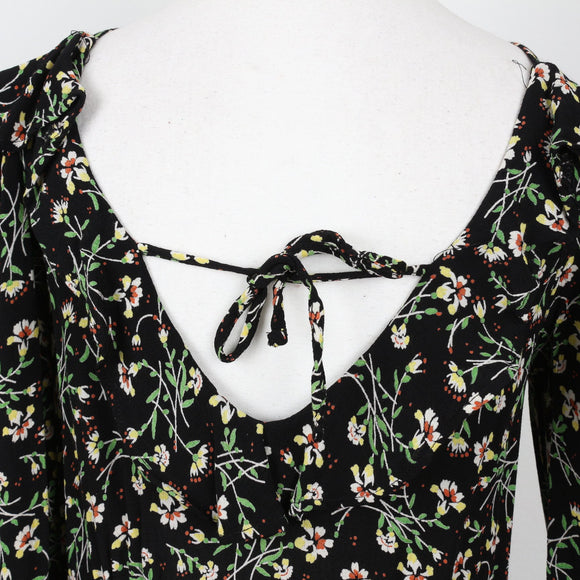 Topshop Black Ditsy Floral Cold-Shoulder Maxi Dress – Size 10