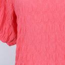 Woolworths Coral Textured Puff-Sleeve V-Neck Blouse – Size XS-2