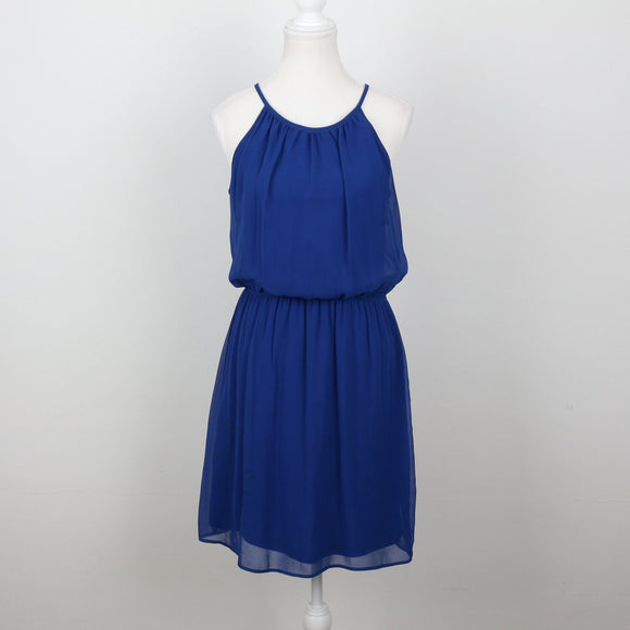Woolworths Electric Blue Chiffon Halter Neck Blouson Dress – Size 6